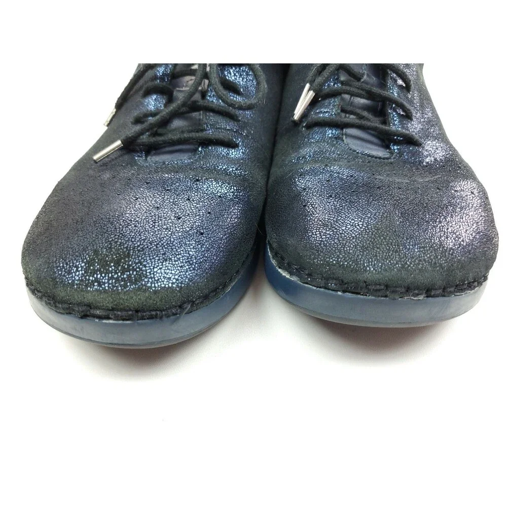Alegria PG Lite Dark Blue Metallic Lace Up Sneakers Leather Shoes Size 10.5